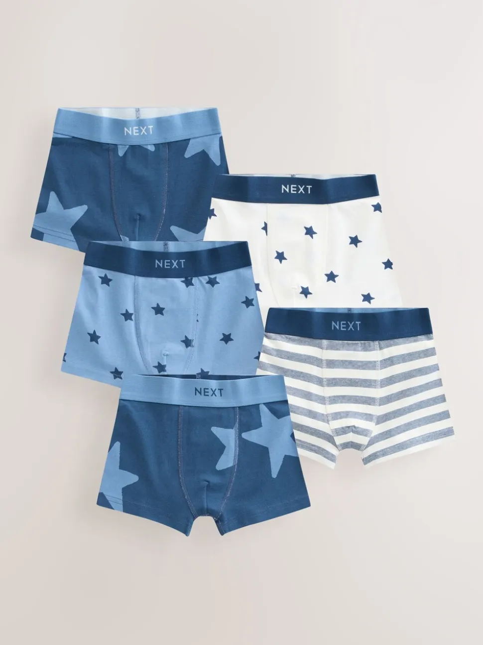 Blauw met sterren en strepen - Junior patroon zwembroeken 5 set (1,5-16jr)