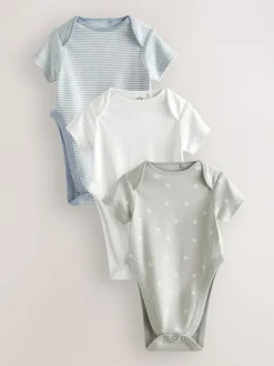 Blauw met sterrenprint - Baby heupdysplasie-rompertjes met korte mouwen 3 stuks