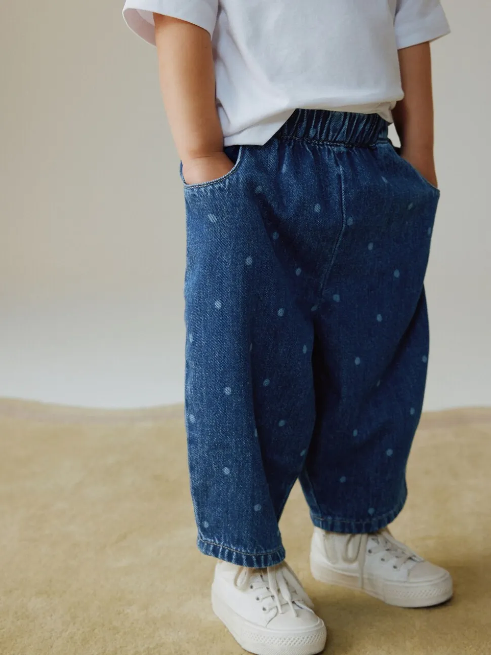 Blauw met stippen - Pullon Barrel Jeans (3mths-7yrs)