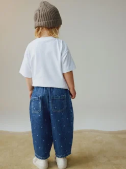 Blauw met stippen - Pullon Barrel Jeans (3mths-7yrs)
