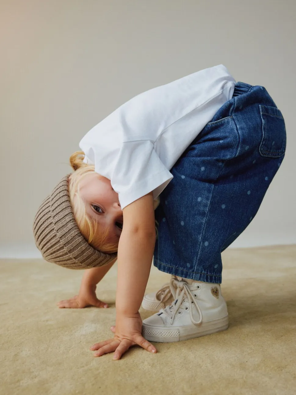 Blauw met stippen - Pullon Barrel Jeans (3mths-7yrs)