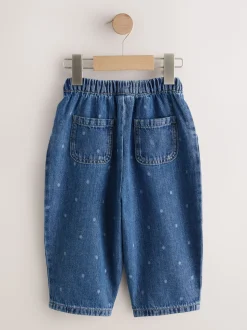 Blauw met stippen - Pullon Barrel Jeans (3mths-7yrs)