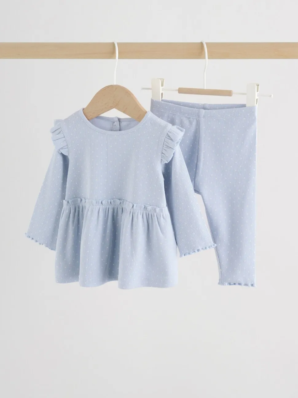Blauw met stippen - Set met babyfriltop met lange mouwen en legging (0mnd-2jr)