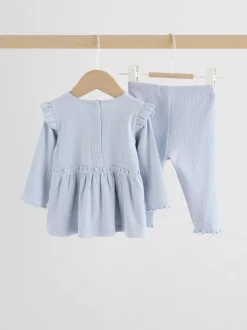 Blauw met stippen - Set met babyfriltop met lange mouwen en legging (0mnd-2jr)