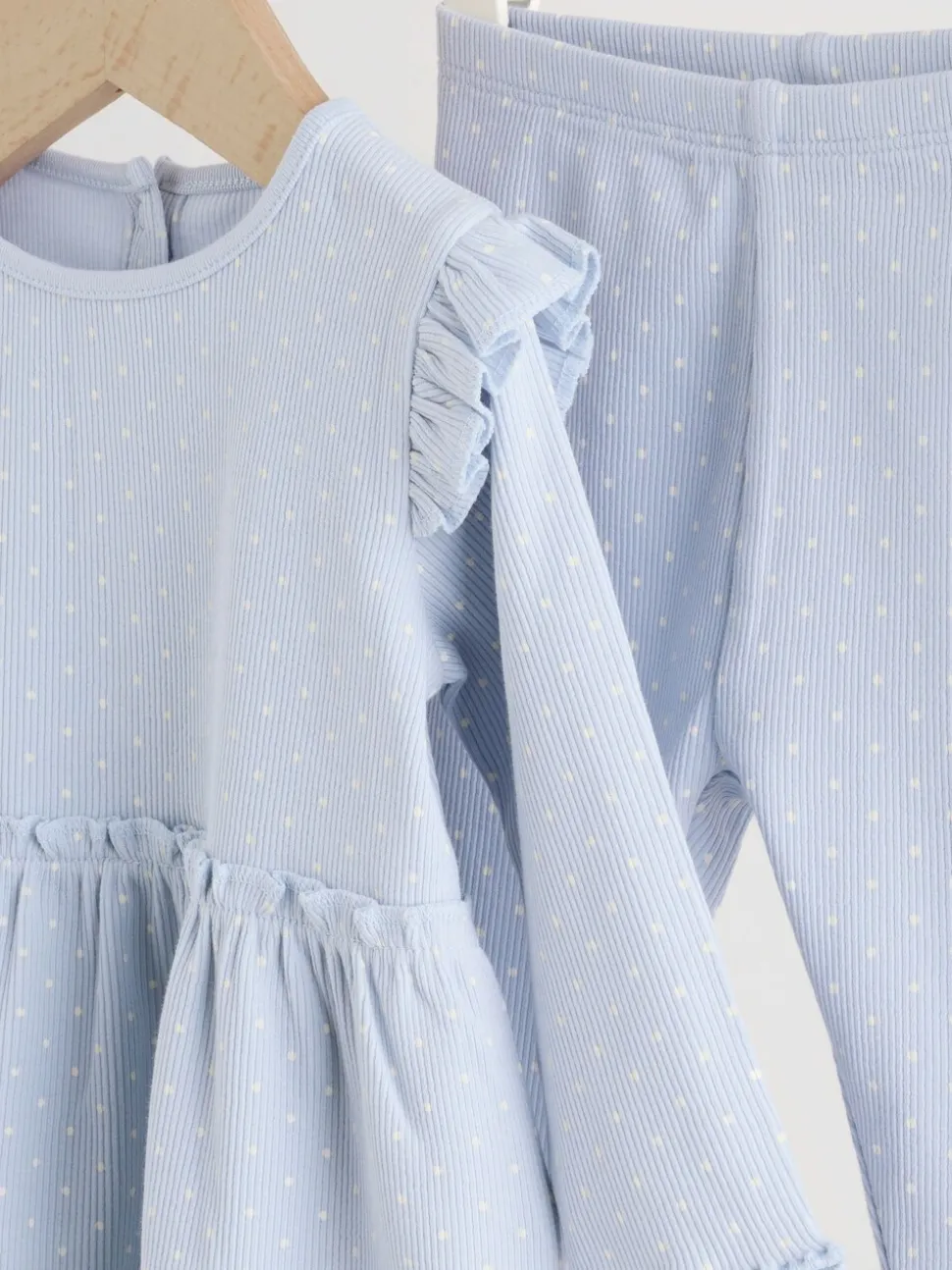 Blauw met stippen - Set met babyfriltop met lange mouwen en legging (0mnd-2jr)