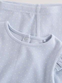 Blauw met stippen - Set met babyfriltop met lange mouwen en legging (0mnd-2jr)