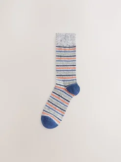 Blauw met vissen - Set van 5 sokken met patroon