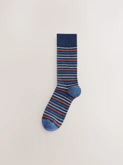 Blauw met vissen - Set van 5 sokken met patroon