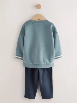 Blauw met vliegtuig - Set met sweatshirt en joggingbroek (3mnd -7jr)