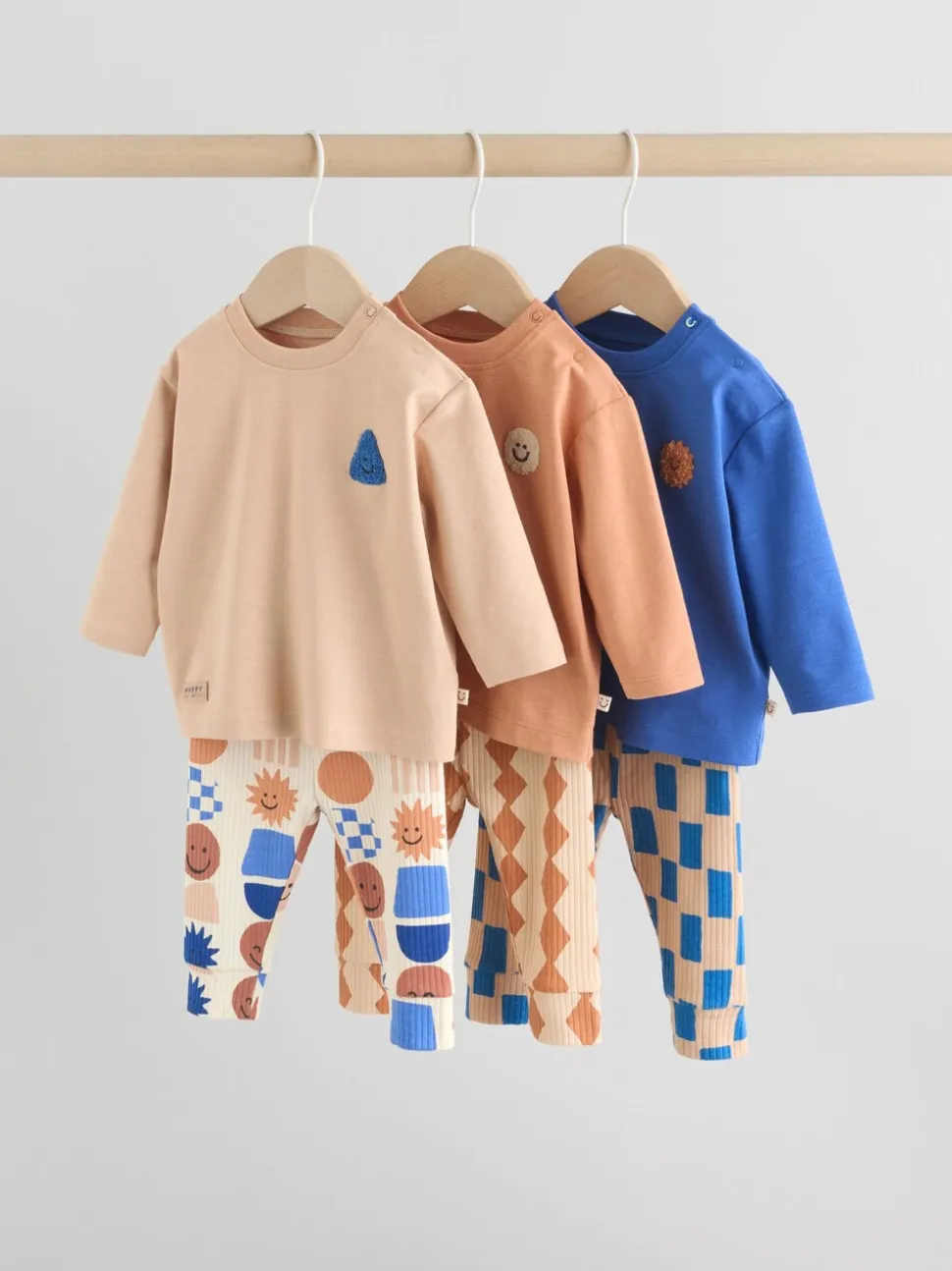 Blauw met vormen - Tops en Leggings 6 -delige babyset (0mnd-3jr)