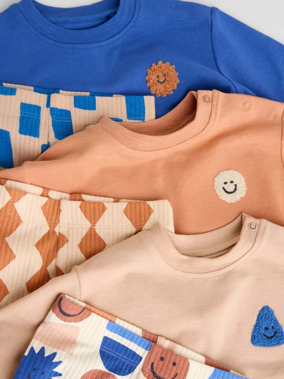 Blauw met vormen - Tops en Leggings 6 -delige babyset (0mnd-3jr)