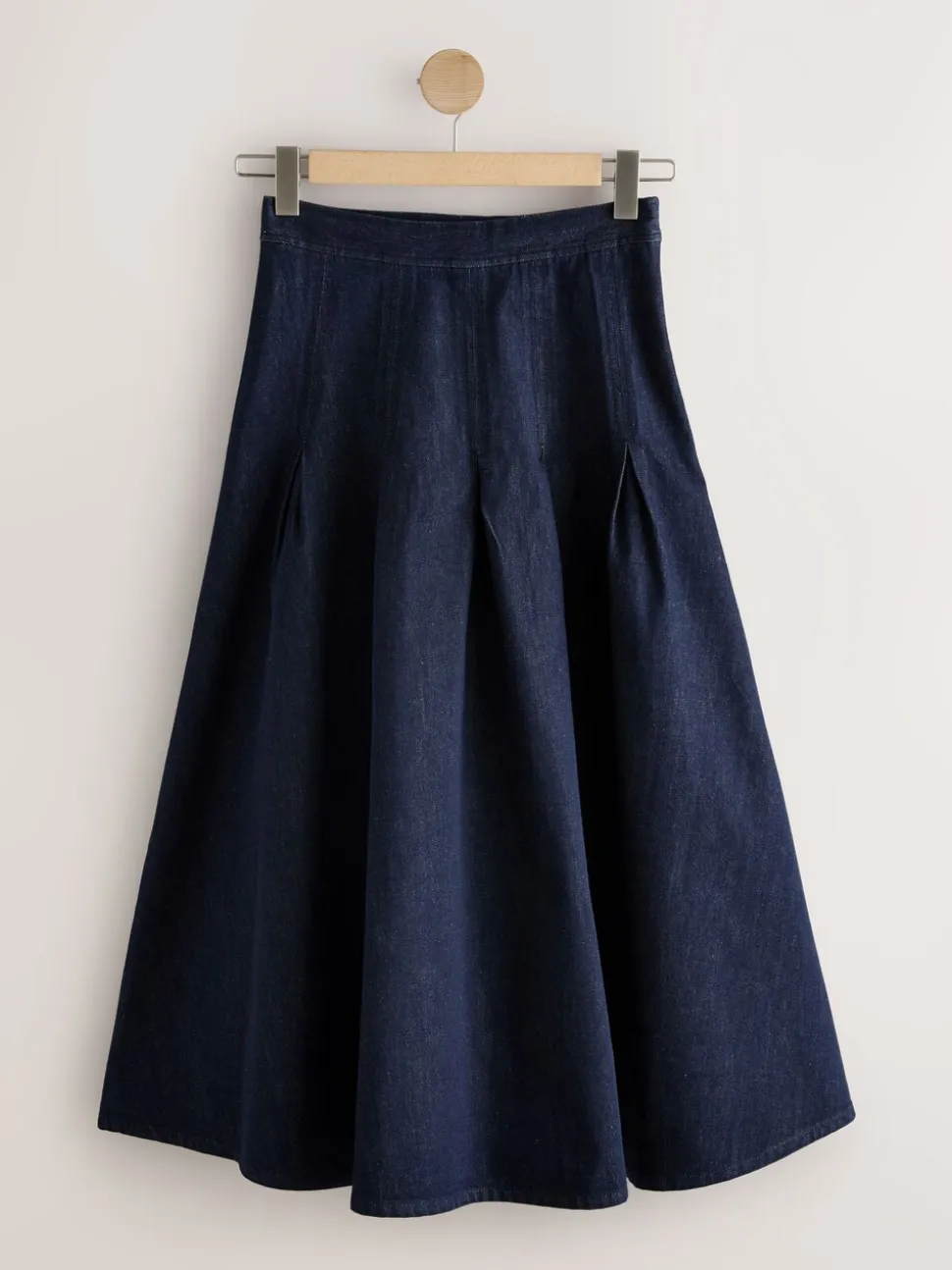 Blauw met wassing - Denim Full Seamed Midi Skirt