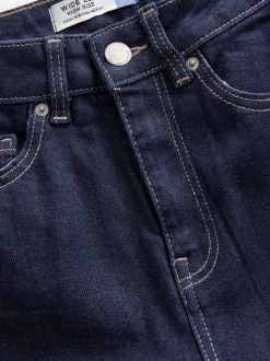 Blauw met wassing - Jeans met zandloperpasvorm en wijde pijpen