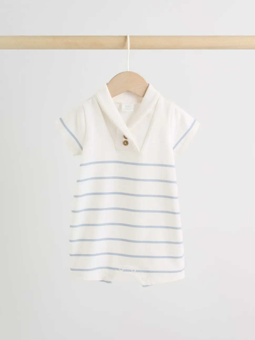 Blauw met wit gestreept - Verpakking van 2 jersey babyrompertjes