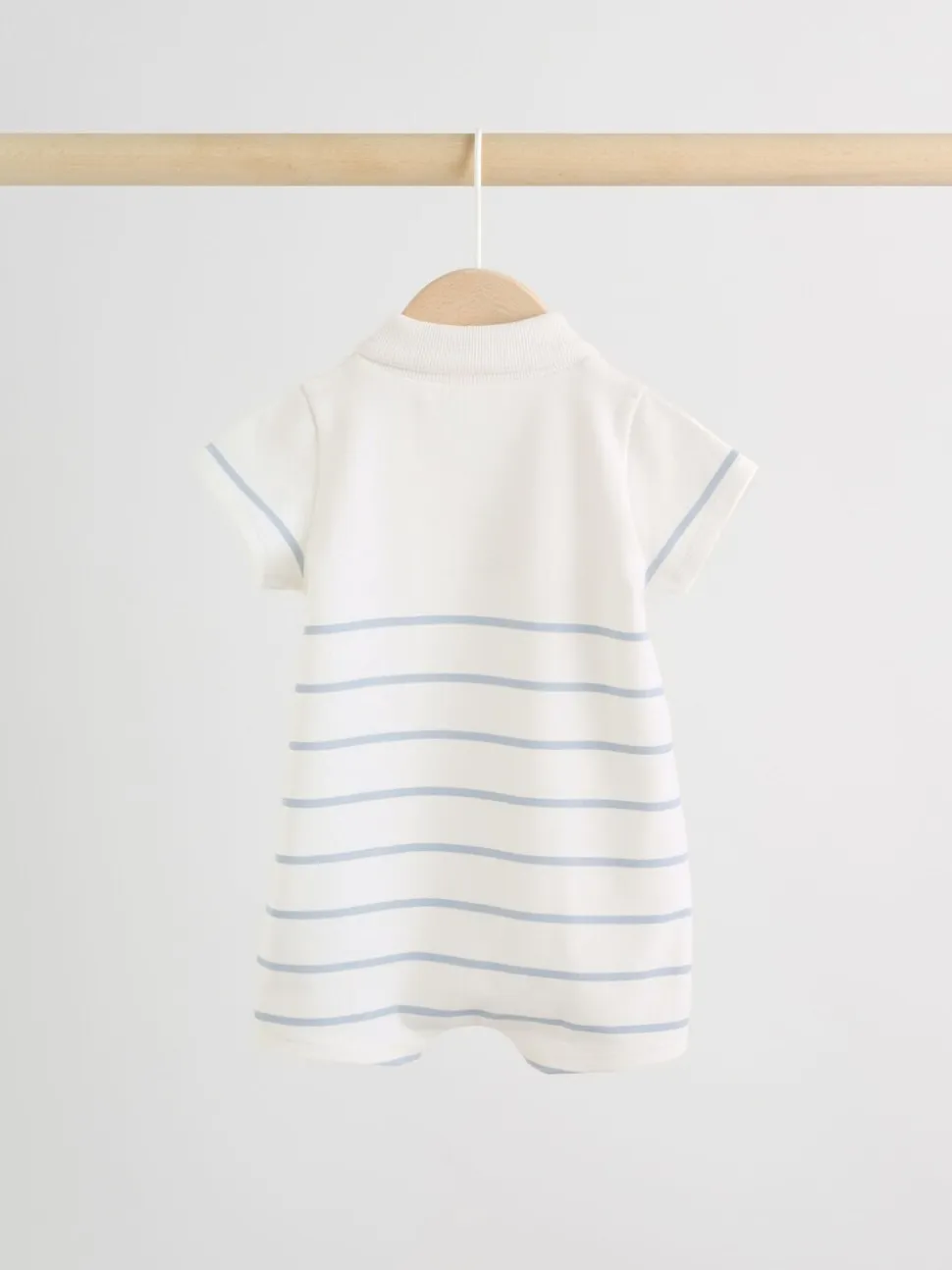 Blauw met wit gestreept - Verpakking van 2 jersey babyrompertjes