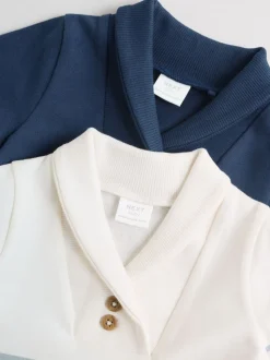 Blauw met wit gestreept - Verpakking van 2 jersey babyrompertjes