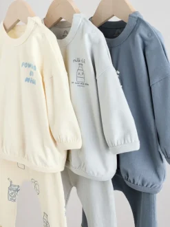 Blauw Milk Club - Tops en Leggings 6 -delige babyset (0mnd-3jr)