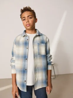 Blauw Schaduw - Set van geruit overhemd met lange mouwen en T-shirt 2 stuks (3-16jaar)
