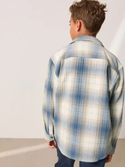 Blauw Schaduw - Set van geruit overhemd met lange mouwen en T-shirt 2 stuks (3-16jaar)