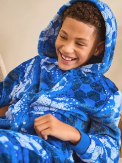 Blauw voetbal - Fleece onesie (3-16 jr)