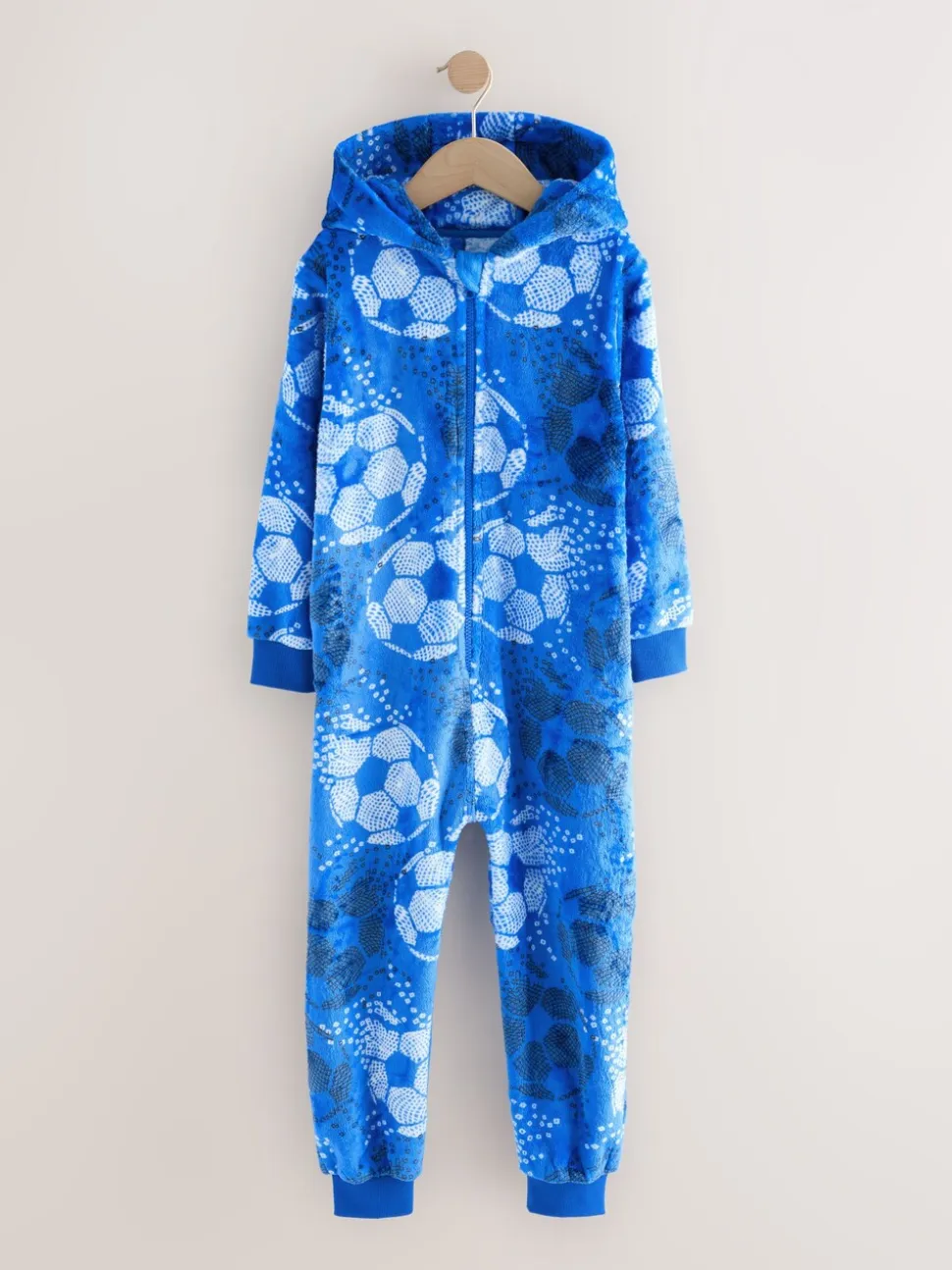Blauw voetbal - Fleece onesie (3-16 jr)