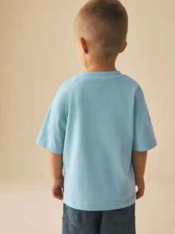 Blauw zeedierenprint - Short Sleeve 3D Padded T-Shirt (3mths-7yrs)