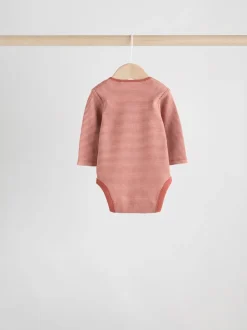 Blauw/bruin - Set van 5 rompers met lange mouwen
