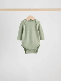 Blauw/bruin - Set van 5 rompers met lange mouwen