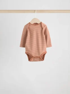 Blauw/bruin - Set van 5 rompers met lange mouwen