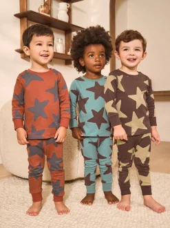 Blauw/bruin - Verpakking van 3 knusse pyjama's (9 mnd-10 jr)