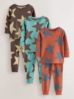 Blauw/bruin - Verpakking van 3 knusse pyjama's (9 mnd-10 jr)