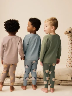 Blauw/bruin/kakigroen dierenprint - Verpakking van 3 knusse pyjama's (9mnd-8jr)