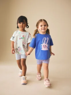 Blauw/crèmekleurig - Top & Cycle Shorts Set 2 Pack (3mths-7yrs)