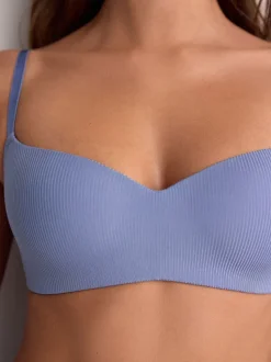 Blauw/crèmekleurig - Verpakking van 2 lichte ultiem comfort beha's zonder beugel