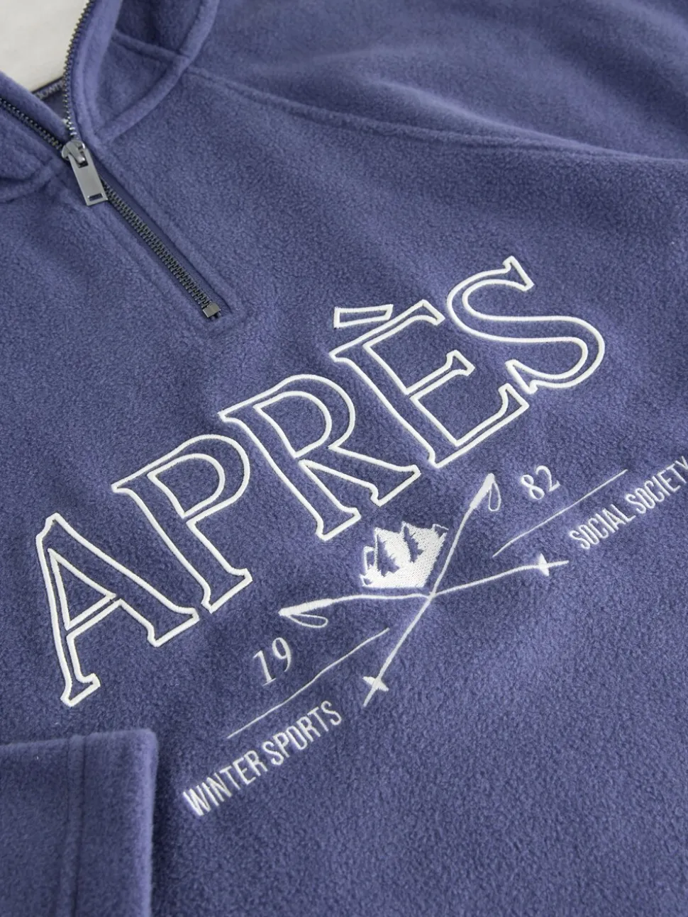 Blauwe Apres - Fleece trui met korte rits