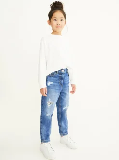 Blauwe denim - Mom 100% katoenen jeans (3-16jaar)