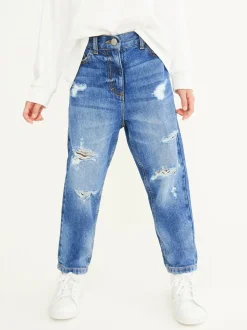Blauwe denim - Mom 100% katoenen jeans (3-16jaar)