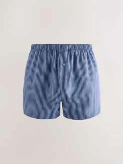 Blauwe gemixte print - Verpakking van 4 - Geweven boxershorts van puur katoen