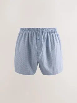 Blauwe gemixte print - Verpakking van 4 - Geweven boxershorts van puur katoen