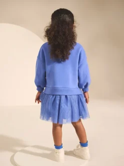 Blauwe hartjes - Feestjurk van sweaterstof (3 mnd-7 jr)