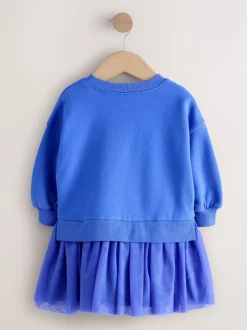 Blauwe hartjes - Feestjurk van sweaterstof (3 mnd-7 jr)