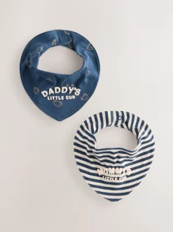 Blauwe mama en papa - Verpakking met 2 babyslabbetjes