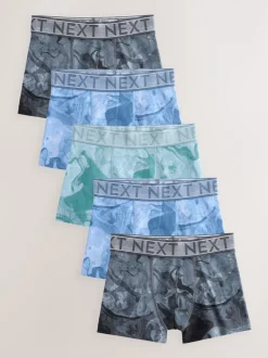 Blauwe marmerprint - Verpakking van 5 boxers (2-16jr)