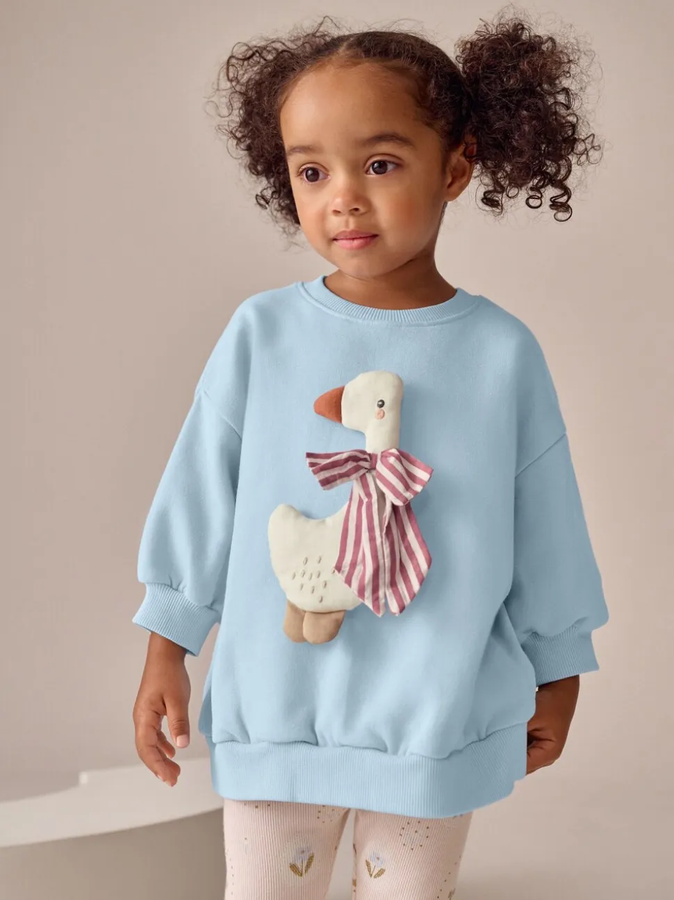 Blauwe strik met eend - Set met sweatshirt en legging (3 mnd-7 jr)
