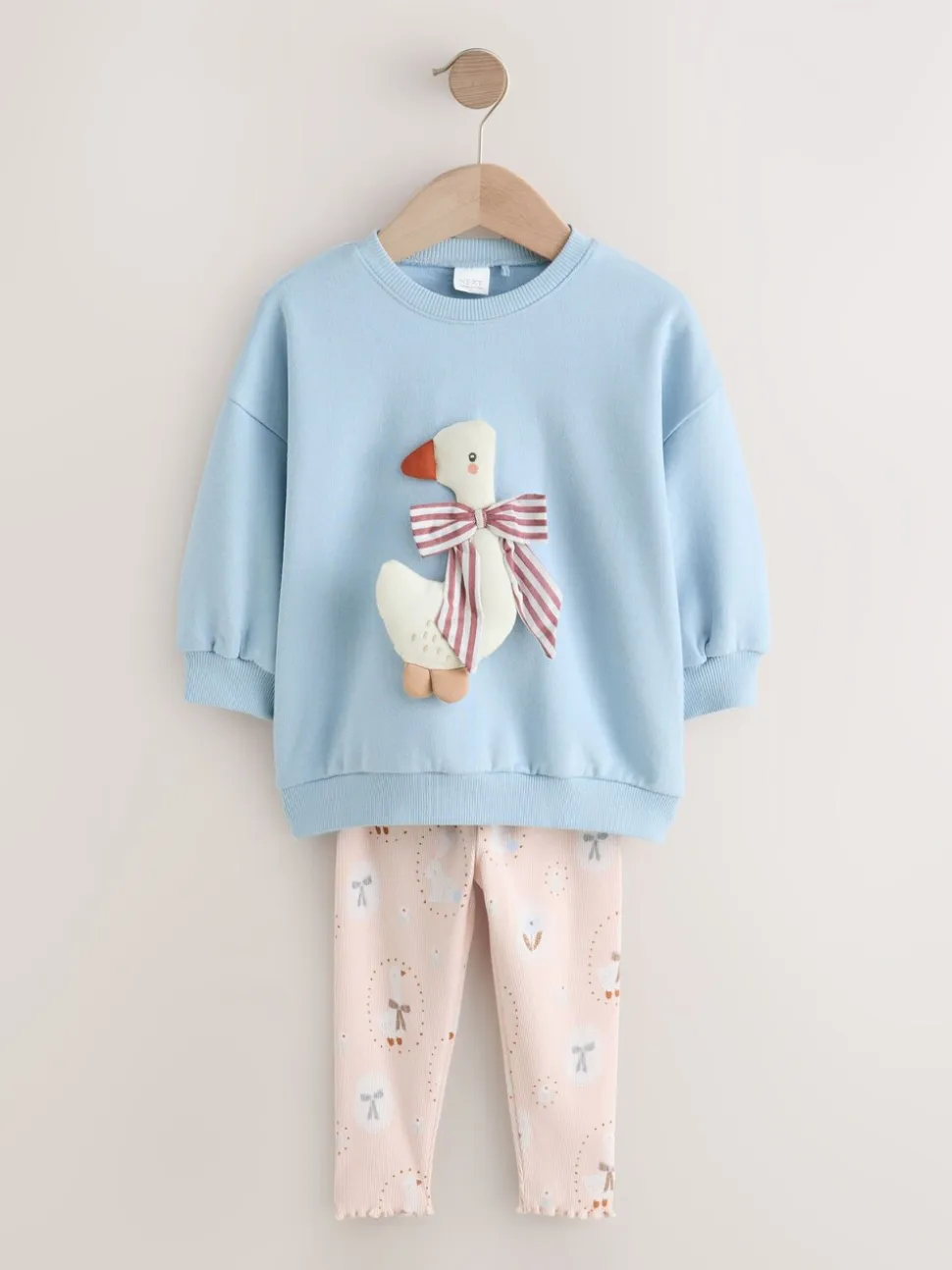 Blauwe strik met eend - Set met sweatshirt en legging (3 mnd-7 jr)