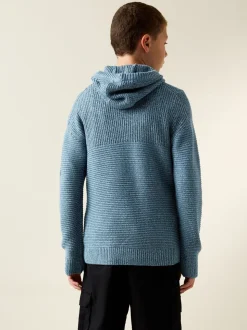 Blauwe twist - Utility gebreide hoodie (3-16jr)
