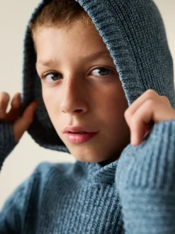 Blauwe twist - Utility gebreide hoodie (3-16jr)