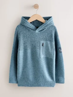 Blauwe twist - Utility gebreide hoodie (3-16jr)