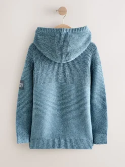 Blauwe twist - Utility gebreide hoodie (3-16jr)