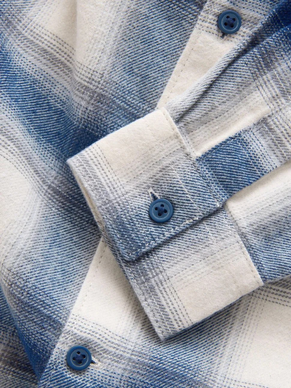 Blauw/ecru - Geruit katoenen overhemd met lange mouwen (3-16jaar)